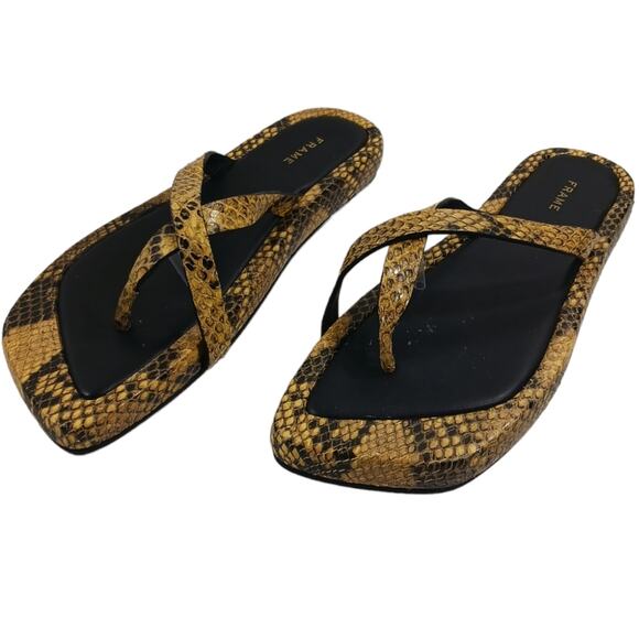 Frame Denim Snake Print Sandals - Black and Tan - Picture 6 of 10